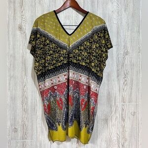 Blue Plate Boho Short Sleeve Tunic Blouse Top Free Size